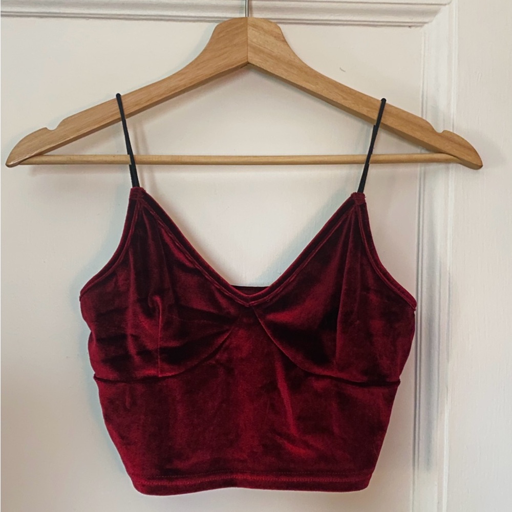Velvet Burgundy Cami Corset Crop Top